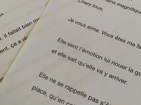 Feuilles blanches et extraits de textes manuscrits